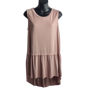 Mote Dusty Rose Pink Sleeveless Hi-Lo Peplum Tank Top Tunic Size Small